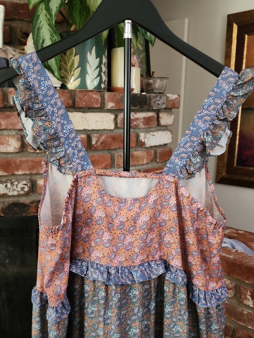 Lucca Couture Patchwork Floral Maxi Dress Tiered Ruffle Boho Cottagecore L - Picture 6 of 12